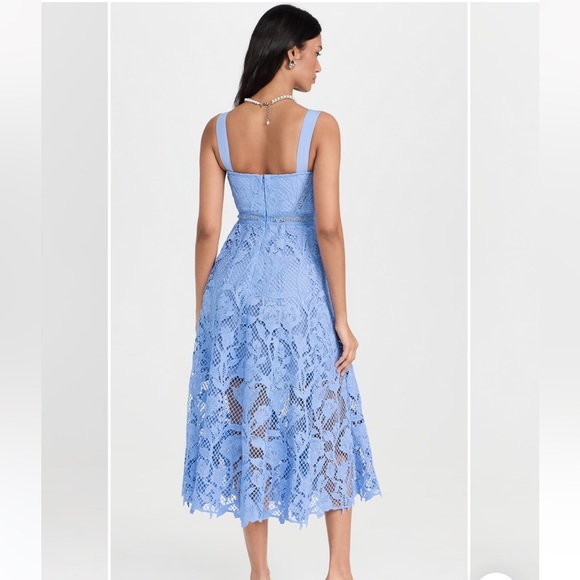 Self Portrait Blue Guipure Lace Midi Dress - Picture 5 of 10